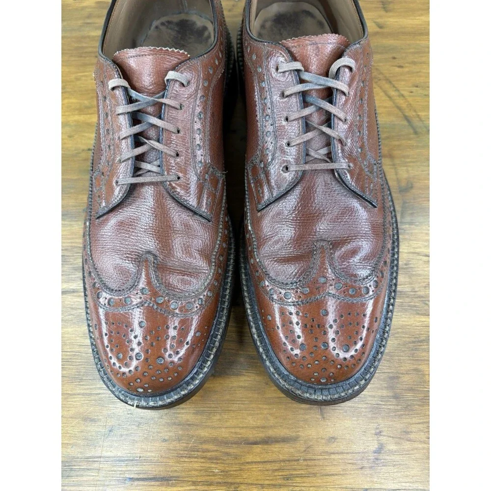 Vtg Nettleton Traditionals 0205 Longwing Blucher 9.5 B Brown Scotch Grain Derby